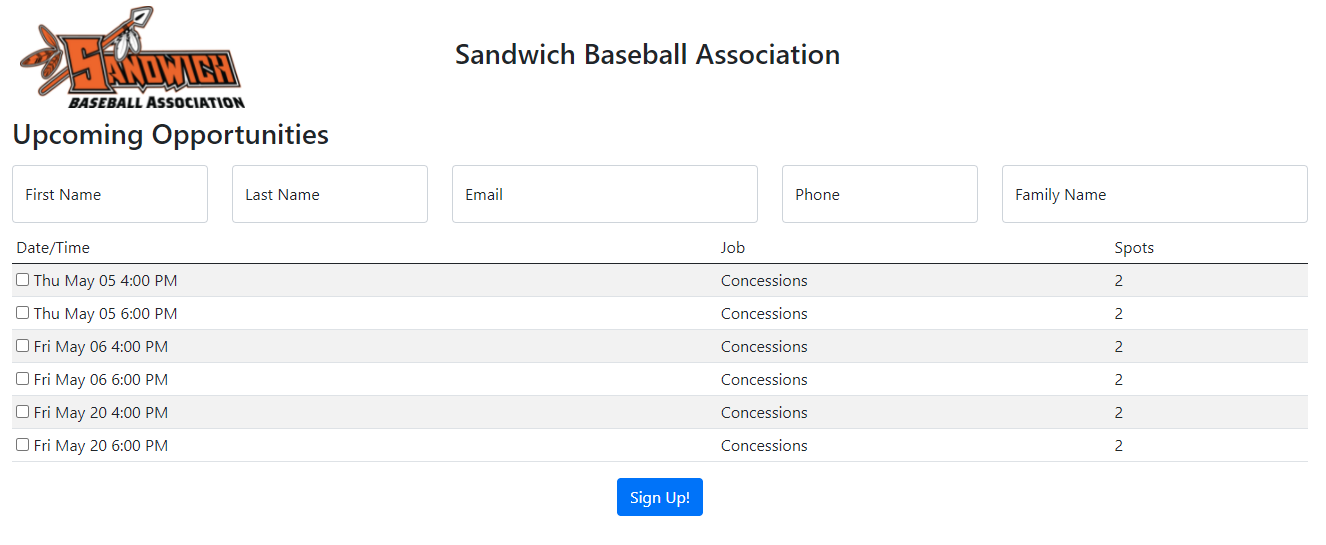 Sample Form To Collect Volunteers Interests Ahead of Time